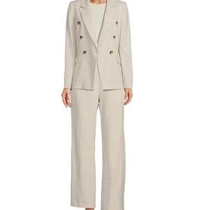 Alex Marie Linen Blend Wide Leg High Waist Tan Pant, Size 14 (XL)